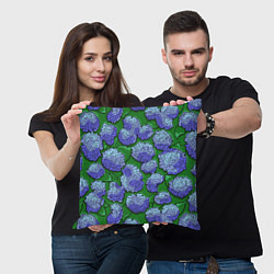 Подушка квадратная Цветущая гортензия, цвет: 3D-принт — фото 2