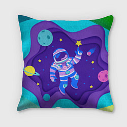 Подушка квадратная Космонавт в космосе - рисунок