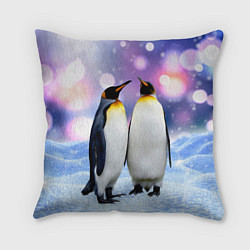 Подушка квадратная Пингвины на снегу, цвет: 3D-принт