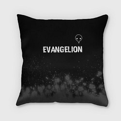Подушка квадратная Evangelion glitch на темном фоне: символ сверху