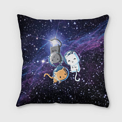 Подушка квадратная Три котика в открытом космосе