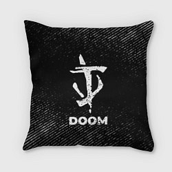 Подушка квадратная Doom с потертостями на темном фоне