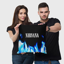 Подушка квадратная Nirvana blue fire, цвет: 3D-принт — фото 2