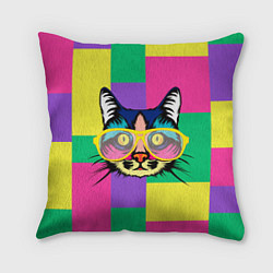 Подушка квадратная Кот в стиле поп-арт
