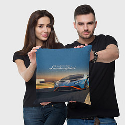 Подушка квадратная Lamborghini Huracan STO - car racing, цвет: 3D-принт — фото 2