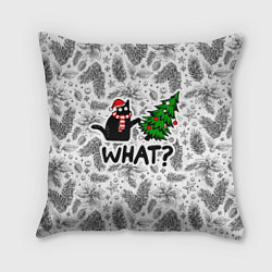 Подушка квадратная What-котик: новогодний, цвет: 3D-принт