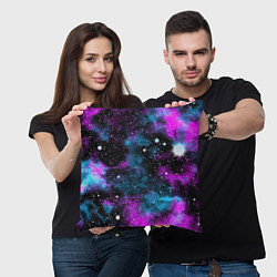 Подушка квадратная Галактика сиреневая, цвет: 3D-принт — фото 2