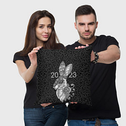 Подушка квадратная Русский серый кролик 2023, цвет: 3D-принт — фото 2
