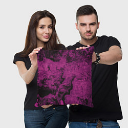 Подушка квадратная Тёмно-розовые краски во тьме, цвет: 3D-принт — фото 2
