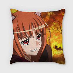 Подушка квадратная Spice and Wolf - autumn, цвет: 3D-принт
