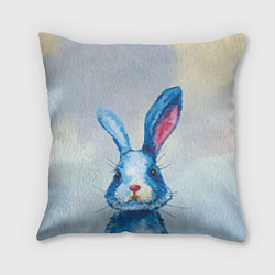 Подушка квадратная Синий кролик на фоне неба