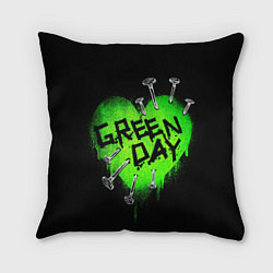 Подушка квадратная Green day heart nails, цвет: 3D-принт