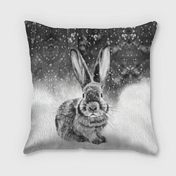 Подушка квадратная Кролик на снегу, цвет: 3D-принт