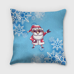Подушка квадратная Крутой Дед Мороз - снежинки, цвет: 3D-принт