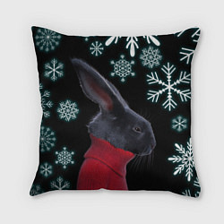 Подушка квадратная Зимний кролик в свитере