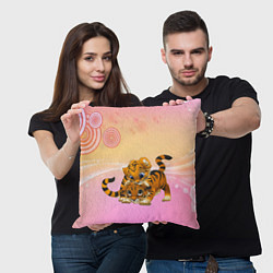 Подушка квадратная Несколько тигрят играют вместе, цвет: 3D-принт — фото 2