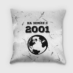 Подушка квадратная На Земле с 2001: краска на светлом