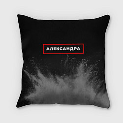 Подушка квадратная Александра - в красной рамке на темном, цвет: 3D-принт