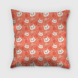 Подушка квадратная Паттерн кот на персиковом фоне, цвет: 3D-принт
