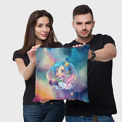 Подушка квадратная Чиби Водолей, цвет: 3D-принт — фото 2