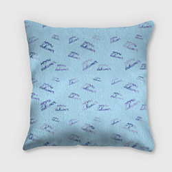 Подушка квадратная Паттерн мечты сбываются на голубом фоне, цвет: 3D-принт