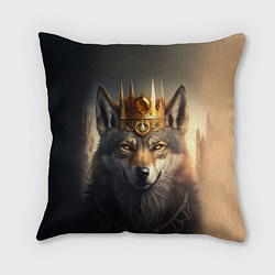 Подушка квадратная Волк в золотой короне