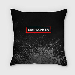 Подушка квадратная Маргарита - в красной рамке на темном