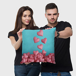 Подушка квадратная Россыпь сердец на день святого валентина, цвет: 3D-принт — фото 2