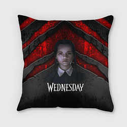 Подушка квадратная Wedneday black and red
