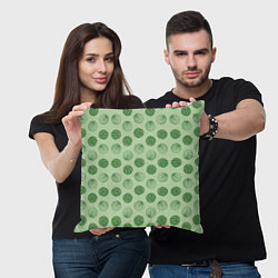 Подушка квадратная Узор из круглых арбузов на зеленом фоне, цвет: 3D-принт — фото 2