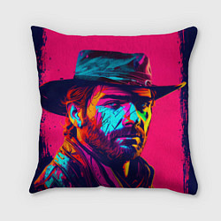 Подушка квадратная Red Dead Redemption in neon style