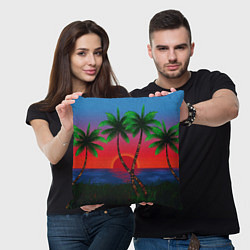 Подушка квадратная Пальмы и море, цвет: 3D-принт — фото 2