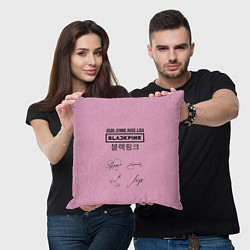 Подушка квадратная Blackpink лого и подписи, цвет: 3D-принт — фото 2