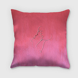 Подушка квадратная Девушка с помадой, цвет: 3D-принт