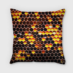 Подушка квадратная Медовые пчелиные соты, цвет: 3D-принт