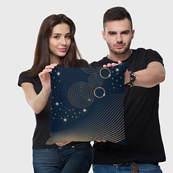 Подушка квадратная Абстрактный золотой узор в стиле мемфис, цвет: 3D-принт — фото 2