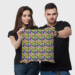 Подушка квадратная Весенние крокусы, цвет: 3D-принт — фото 2