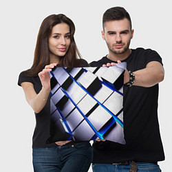 Подушка квадратная Неоновые плиты киберпанк, цвет: 3D-принт — фото 2