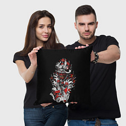 Подушка квадратная Irezumi самурай, цвет: 3D-принт — фото 2