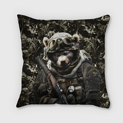 Подушка квадратная Медведь солдат спецназа, цвет: 3D-принт