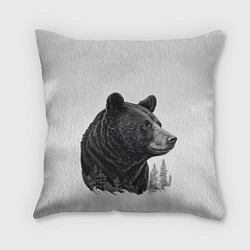 Подушка квадратная Нарисованный медведь