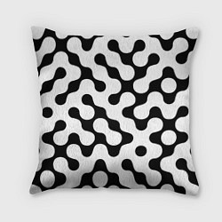 Подушка квадратная Чёрно-белый растровый узор, цвет: 3D-принт
