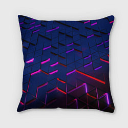 Подушка квадратная Неоновые треугольники с подсветкой, цвет: 3D-принт