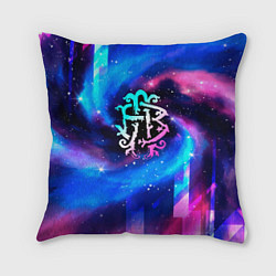 Подушка квадратная Nickelback неоновый космос, цвет: 3D-принт