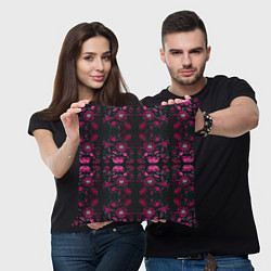 Подушка квадратная Ярко-розовые неоновые лилии, цвет: 3D-принт — фото 2