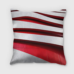Подушка квадратная Два слоя металла - красный и белый, цвет: 3D-принт