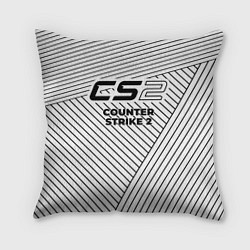 Подушка квадратная Символ Counter Strike 2 на светлом фоне с полосами