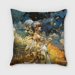Подушка квадратная Космическая золотая принцесса, цвет: 3D-принт