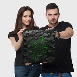 Подушка квадратная Взрыв зеленых плит, цвет: 3D-принт — фото 2