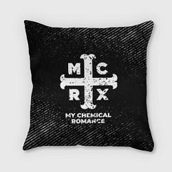 Подушка квадратная My Chemical Romance с потертостями на темном фоне